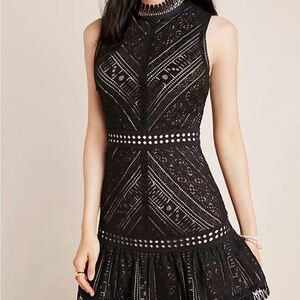 Anthropologie Bella Lace Mini Dress XS Black by Hailee C